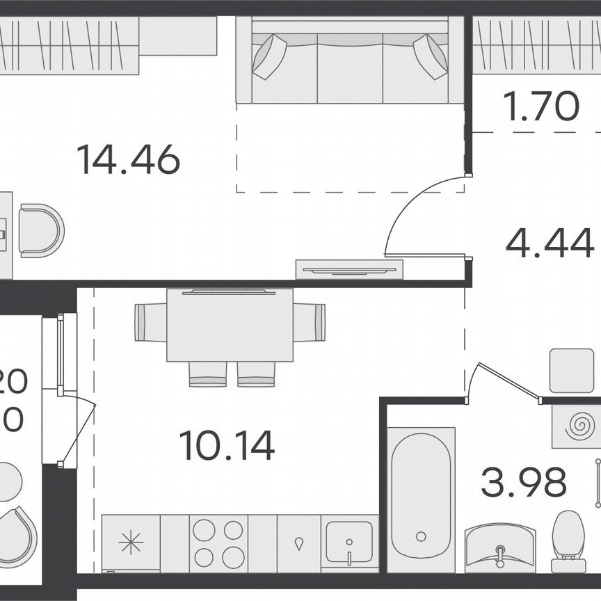 1-к. квартира, 36,3 м², 12/15 эт.