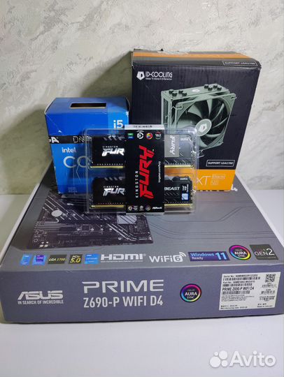 Комплект i5 12400f+z690-p wi fi+32gb ddr4+кулер