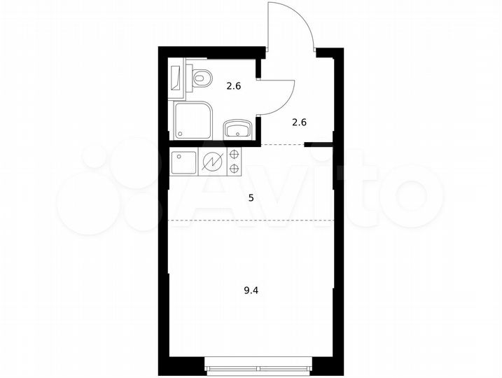 Квартира-студия, 19,6 м², 8/14 эт.