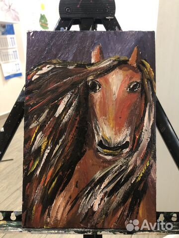 Картина абстракция лошадь
