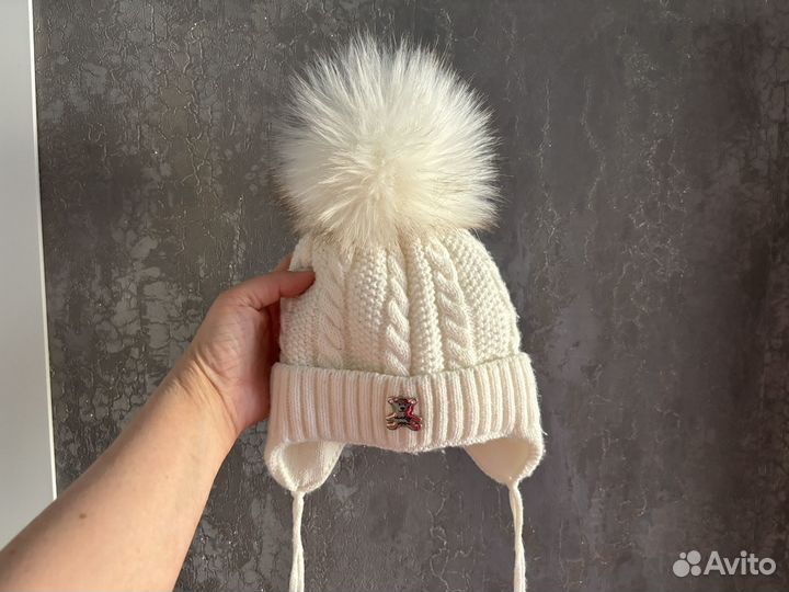 Шапка зимняя детская 35-38 см для новорожденных