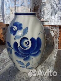 Изделия Гжель СССР (кувшин, ваза, конфетница)