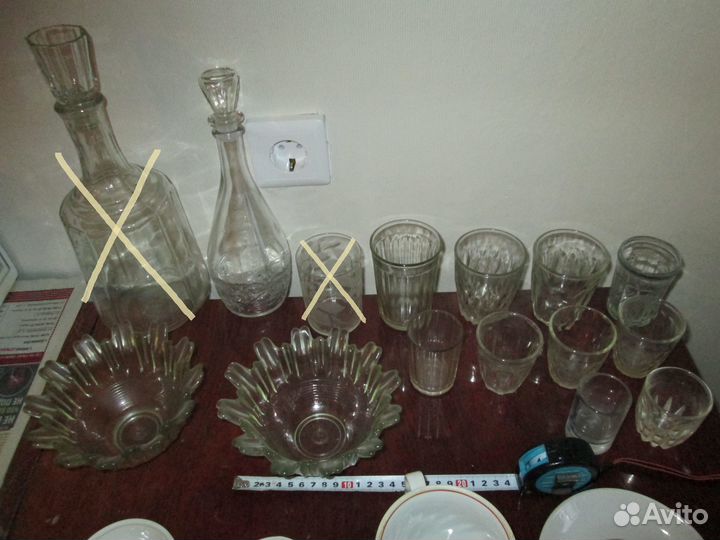 Посуда стекло, графины, вазы, рюмки, стопки, СССР