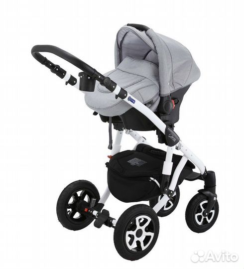 Коляска adamex 3 в 1, Gloria, серо-розовая