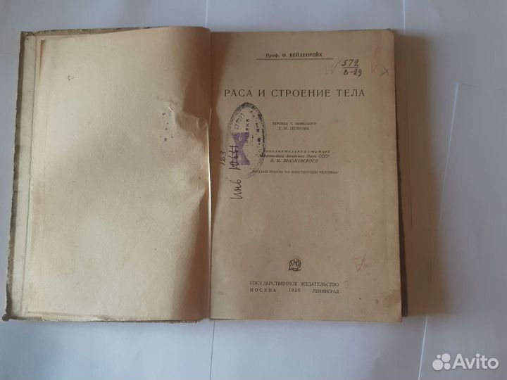 Раса и строение тела, Вейденрейх, 1929 год