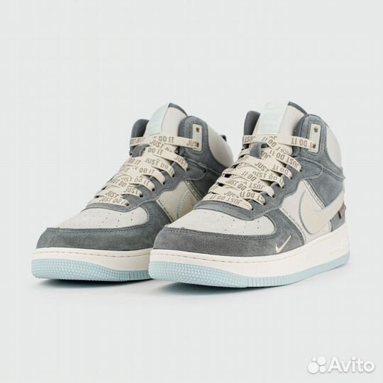 Кроссовки Nike Air Force 1 Mid Grey / White Blue F