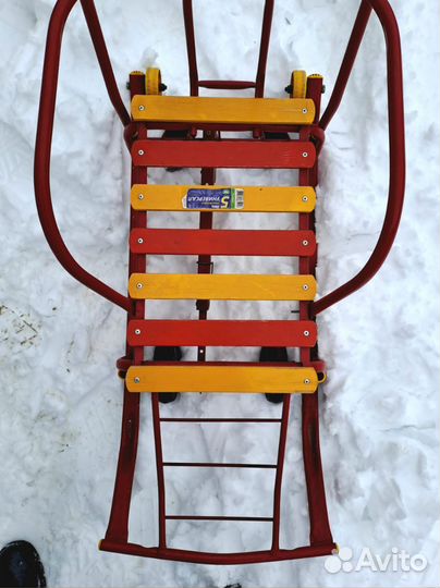 Детские санки коляска с колесами бу