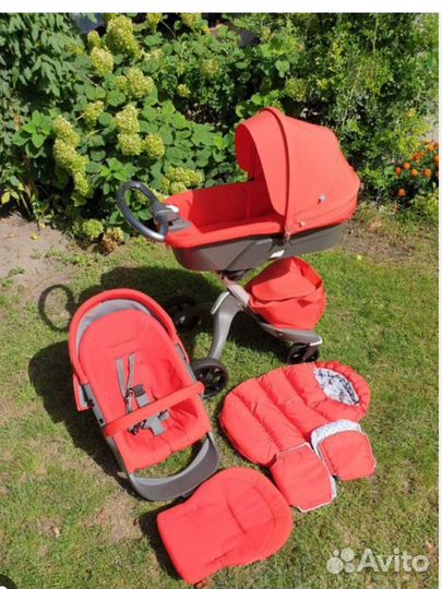 Коляска stokke Xplory V5 (2в1) красная торг