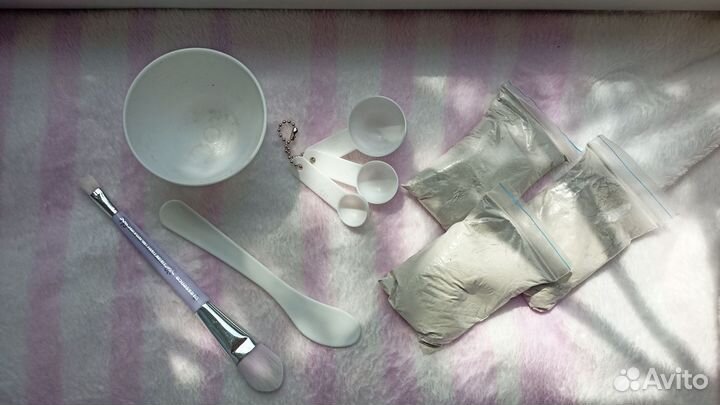 Косметическая голубая глина + набор для масок