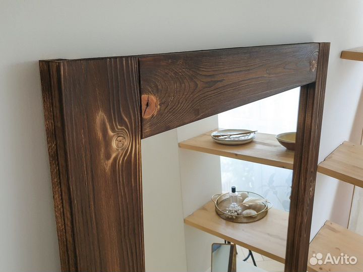 Зеркало в деревянной раме лофт loft напольное