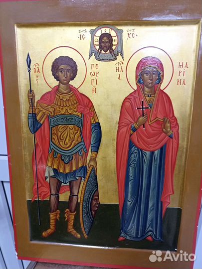 Икона старинная.Св.Георгий и Св.Марина