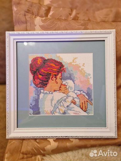 Картина вышивка крестом, подарок на рождение ребён