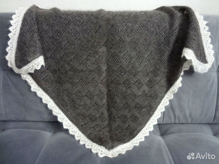 Пуховая косынка, платок, шаль ручной работы, 418