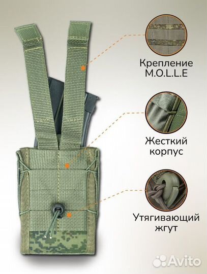 Подсумок тактический под магазин ак открытый 