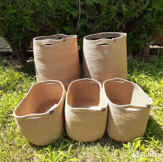 Корзина бельевая из джута