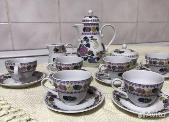 Фарфоровый кофейный сервиз гдр Кахла