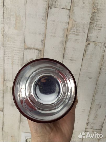 Стеклянный подсвечник стакан декоративный красный