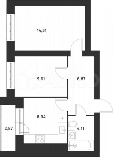2-к. квартира, 46,7 м², 5/5 эт.