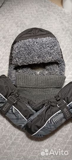 Шапка зимняя + Варежки краги+снуд на М лет 10ти