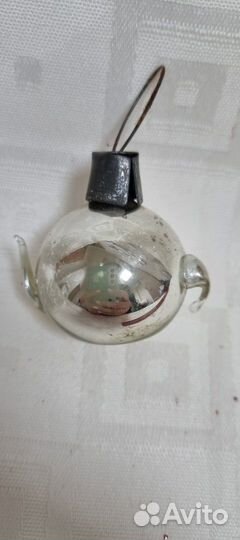 Елочные игрушки СССР. Чайник. Серебро