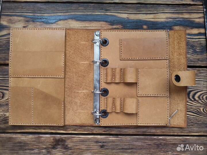 Тетрадь на кольцах А5, ручная работа, кожа