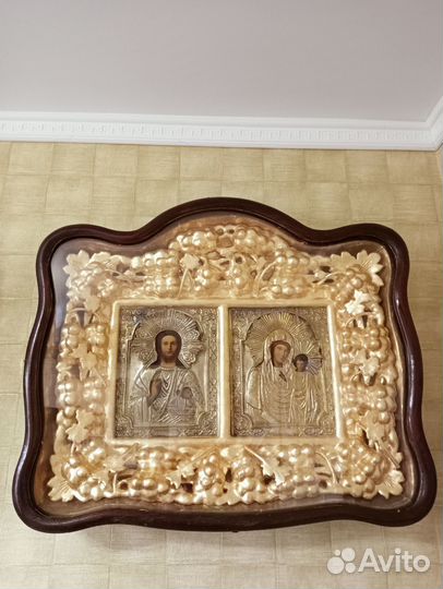 Старинный киот иконы венчальная пара 19 век