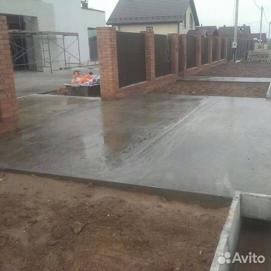 Заливка бетона, фундамент,парковка, отмостка