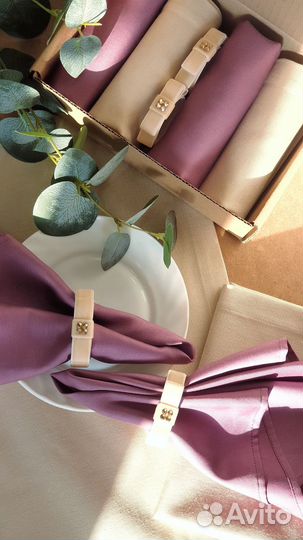 Набор тканевых салфеток на 2 персоны с кольцами