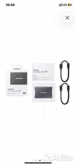 2 тб Внешний SSD Samsung T7, USB 3.2 type c