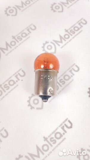 Лампа 12В 10Вт с цоколем Желтая (BA15s)