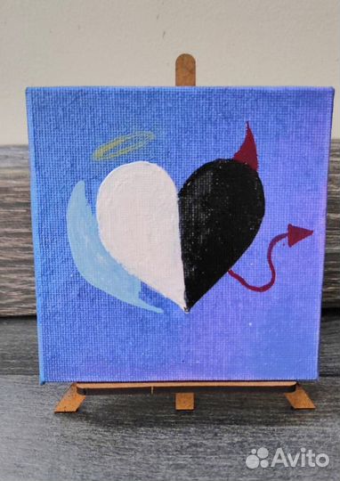 Мини картина на холсте с мольбертом