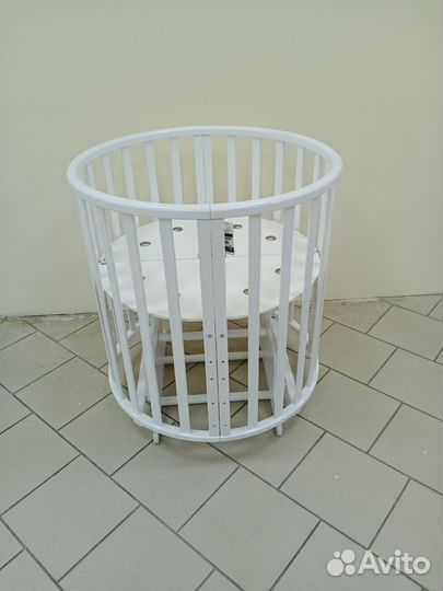 Детская кроватка трансформер круглая с маятником