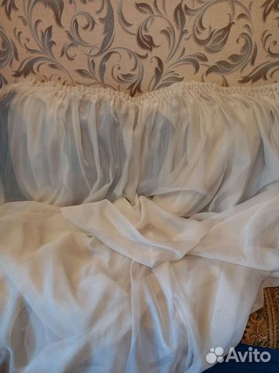 Тюль светло зелёная органза и белая