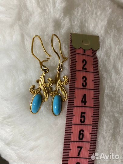 Серьги винтажные бирюза
