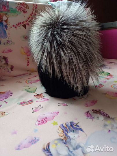 Шапка песцовая женская черная