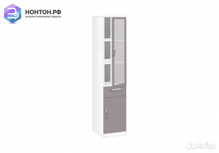 Пенал со стеклом и ящиком 20.23 капучино / белый