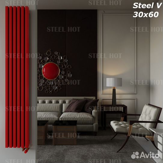 Вертикальный дизайнерский радиатор Steel-Hot от пр