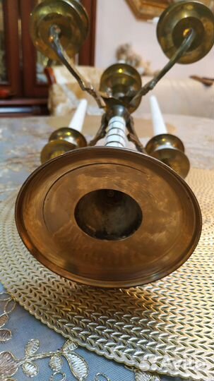 Канделябр с перламутром из бронзы и латуни