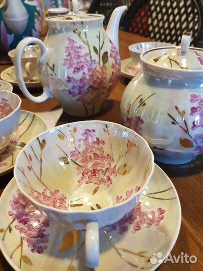 Чайный набор СССР фарфор. Серень. Ликино дулево