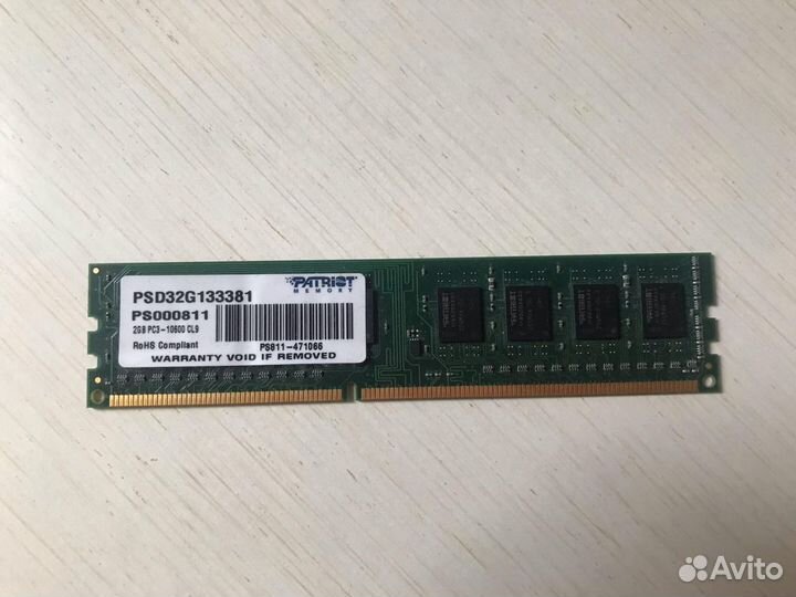 Оперативная память Patriot psd32g133381 DDR3 2гб