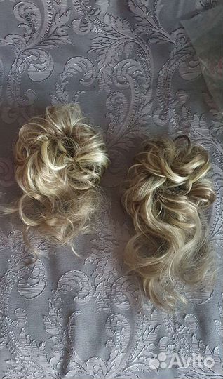 Шиньон резинка,искусственные волосы,мелирование