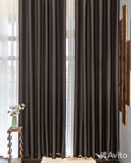 Комплект Шторы + Тюль Орфей Шоколад и Вуаль