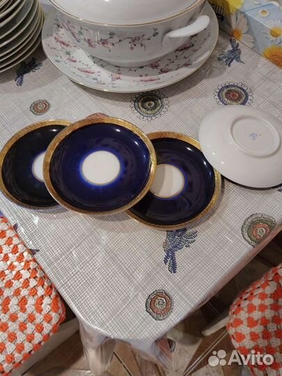 Блюдца кобальт золото, лфз