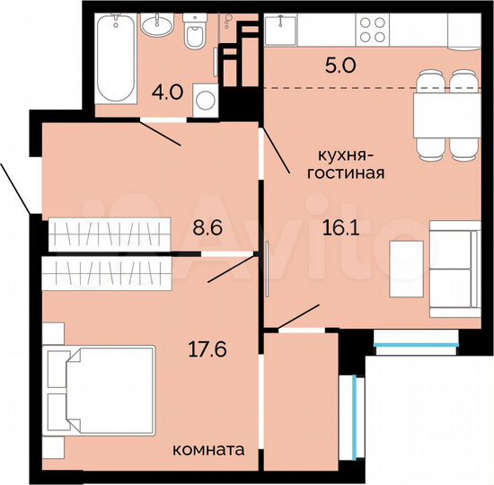 2-к. квартира, 51,3 м², 3/25 эт.