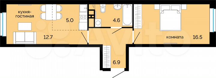2-к. квартира, 45,7 м², 22/25 эт.