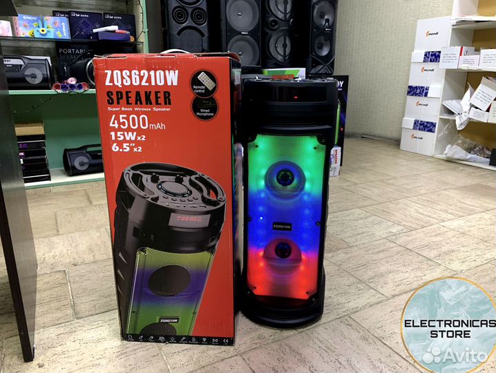 Колонка бт Спикер ZQS-6210 Blue Новая