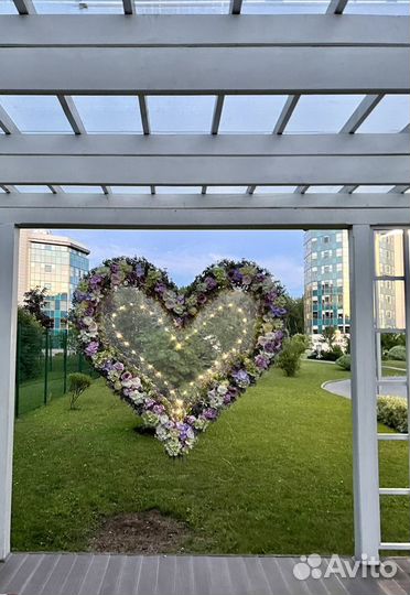 Свадебный декор/ фотозона сердце, большие розы