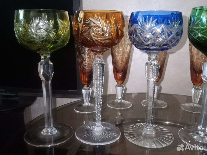 Хрустальные Фужеры Рюмки бокалы СССР гдр богемая