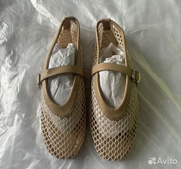 Балетки сетка бежевые, размер 38-39, новые