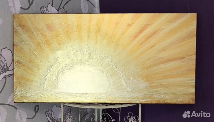 Картина яркое солнышко для подарка 80х40х1,8 см